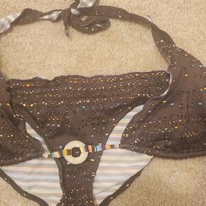 Xhilaration Brown Bikini with Colorful Accents